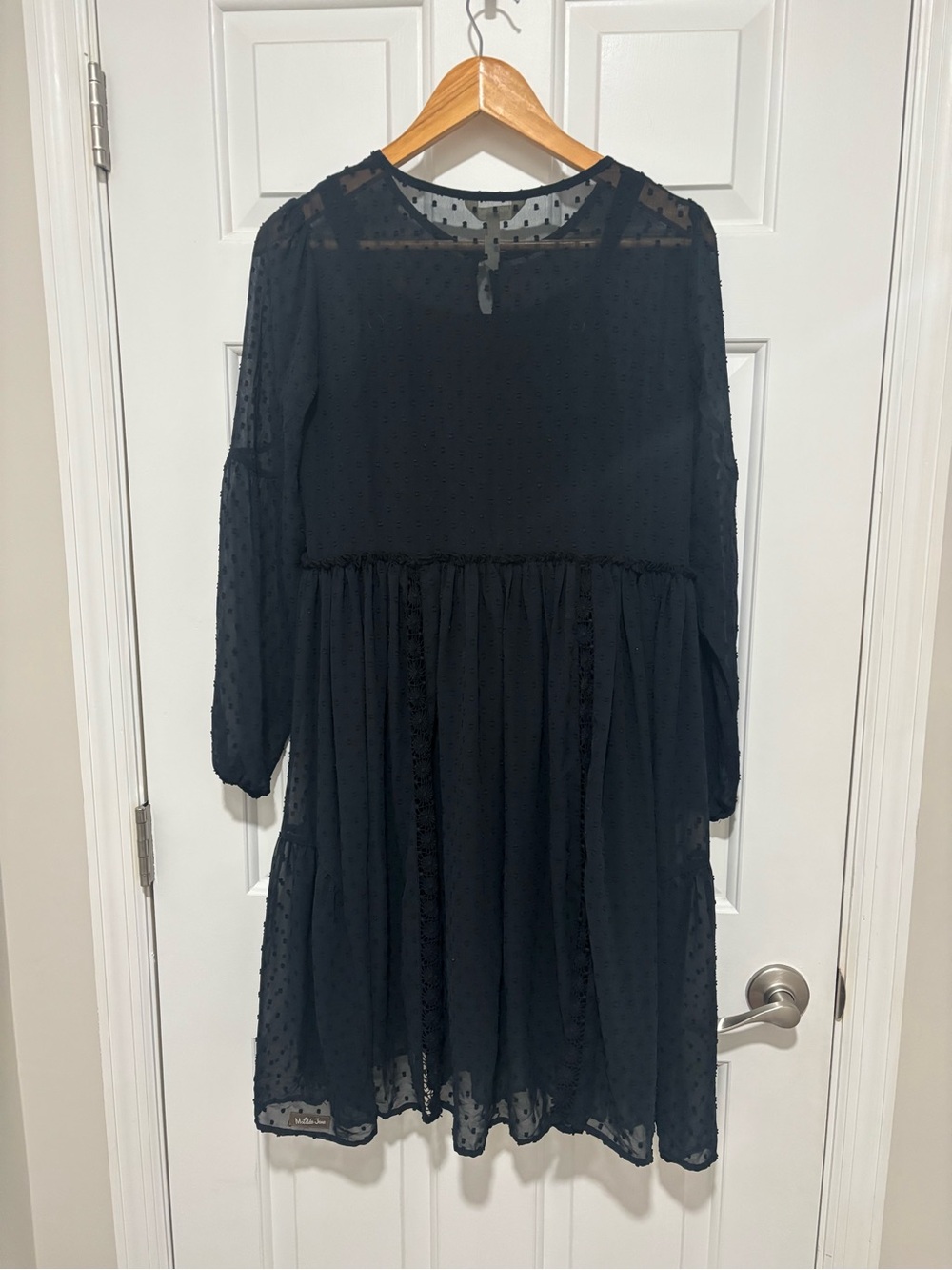 Matilda Jane women’s black dress size small Swiss dot whimsigoth lined Black
